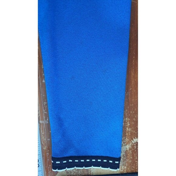 Vintage Misook L Blue Long Sleeve Open Front Jacket Black White Trim FLAW - Picture 7 of 9